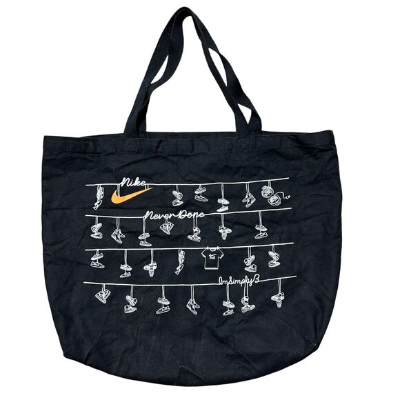 Nike Swoosh Logo Tote Bag Black Orange White Shoe - Picture 1 of 7